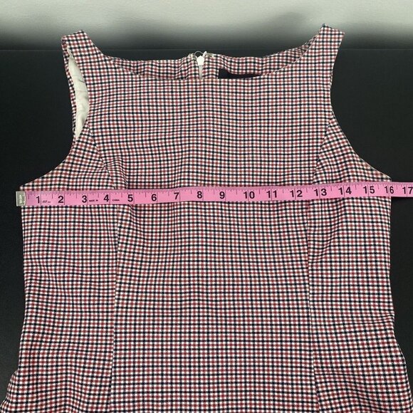 J. Crew Women's Plaid Pencil Dress Size 2 Red Black Mini Check Cotton Sleeveless - Picture 10 of 12